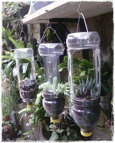 Plastic bottle- hanging- planter-Plastic bottle garden ideas